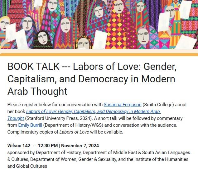Book Talk: Labors of Love: Gender, Capitalism, and Democracy in Modern Arab Thought